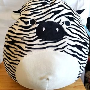 NWT 16” Squishmallows Kellytoy Freddie Black & White Zebra Plush Toy--